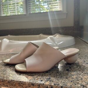 Cream leather mules with fun ball heel BRAND NEW MADE IN SPAIN